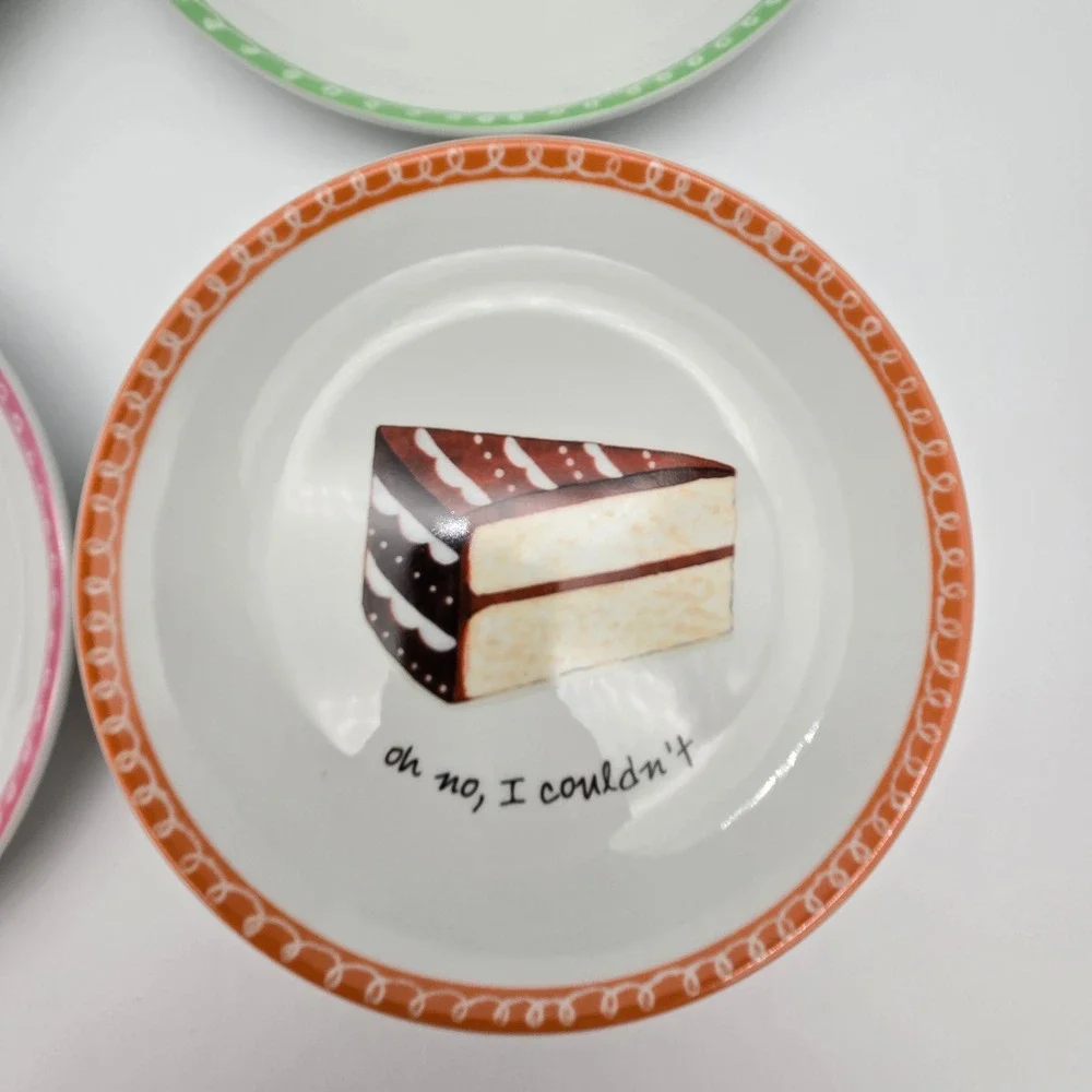 Boston Warehouse Dessert Excuses Plate Set 6.5in Multicolor Cake Kitsch Novelty
